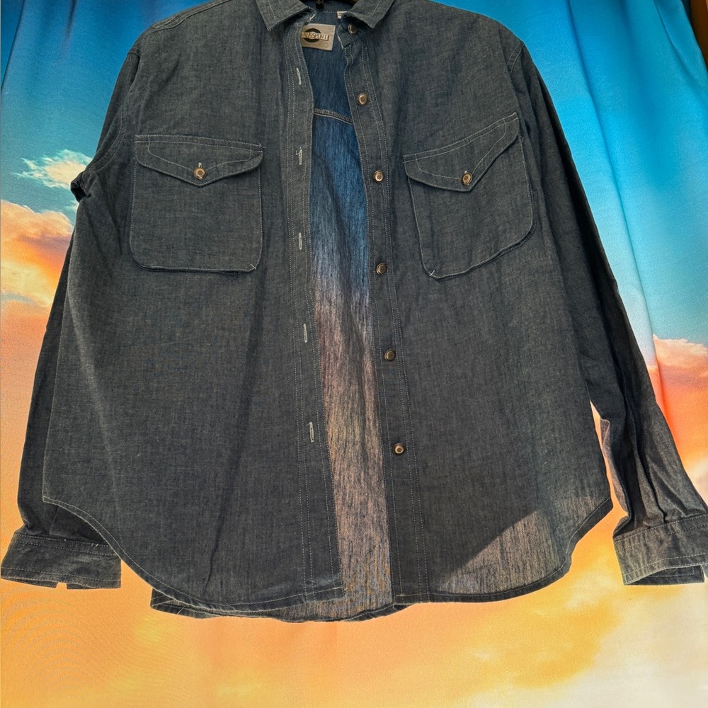 Vintage Classic Blue Jean Shirt with a timeless blue hue, casual